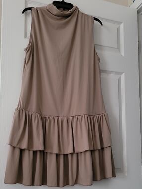 wild fable Sleeveless Tiered Ruffle Mini Dress in Taupe